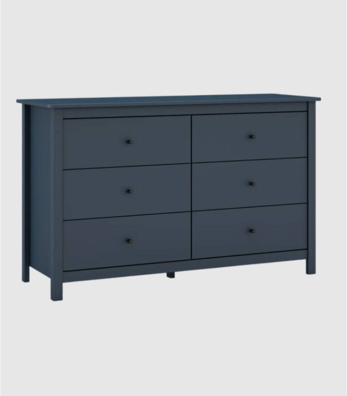 Nampas 6-drawer blue chest of drawers