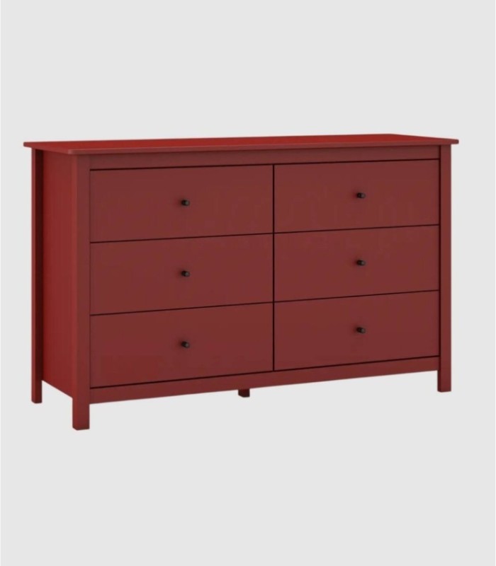 Nampas 6-drawer chest of drawers, red
