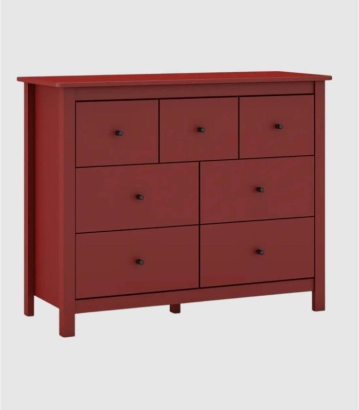 Nampas 7-drawer chest of drawers, red