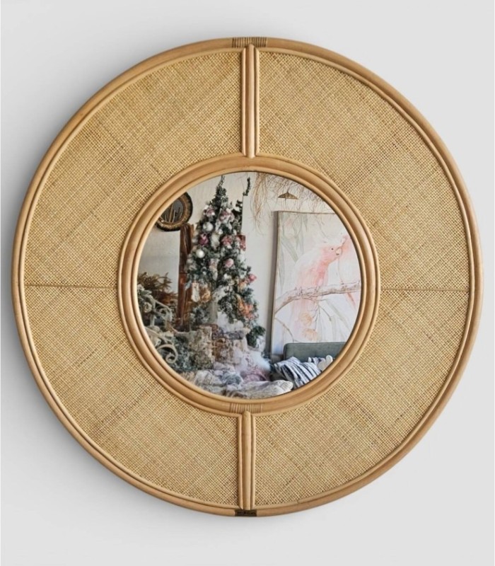 Mizza Round Rattan Mirror