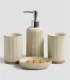Set 4 piezas baño jabonero blanco madera