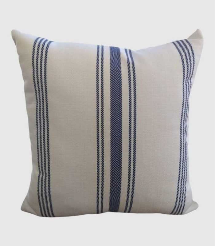 Navy blue striped decorative cushion 45x45cm.