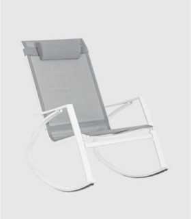 Demid white rocking chair gray fabric