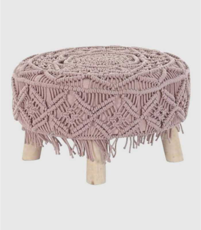 Round cotton footstool with legs