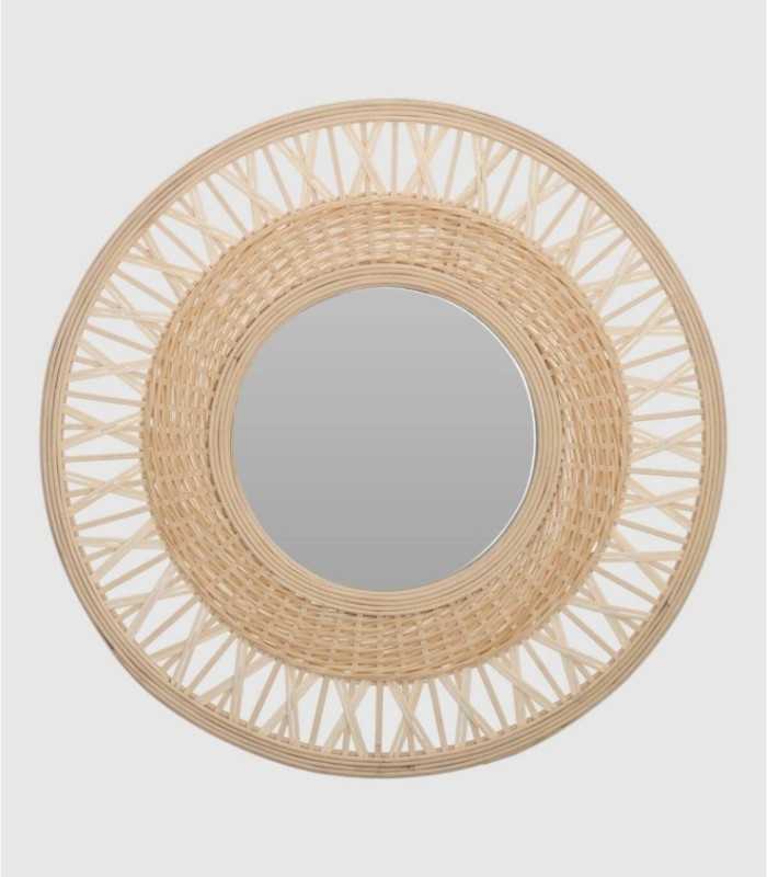 Round bamboo decorative mirror