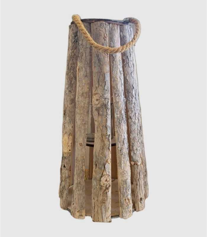 Lantern for candles made from pine bark