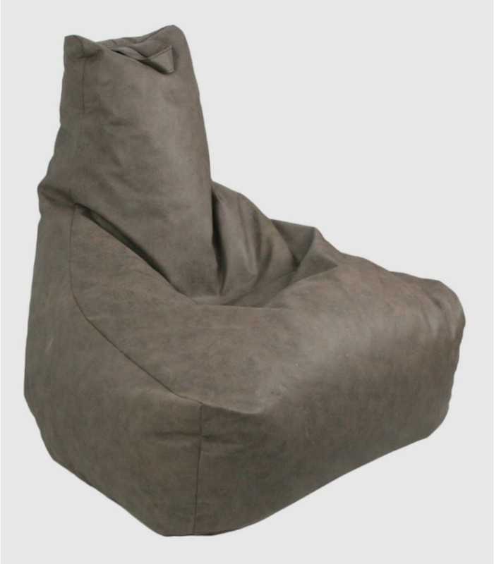 Puska gray leather pouffe