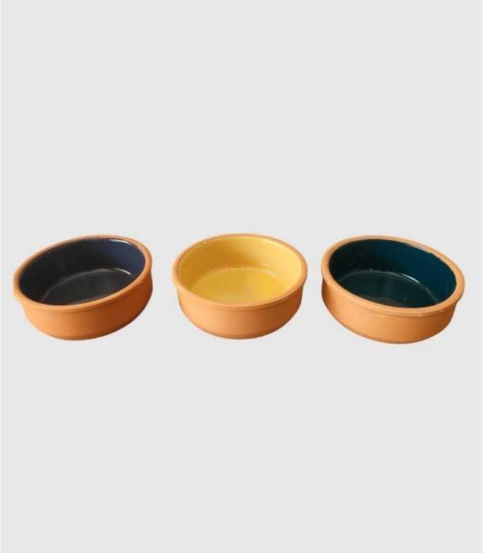 Set van 3 groene en gele ramekins