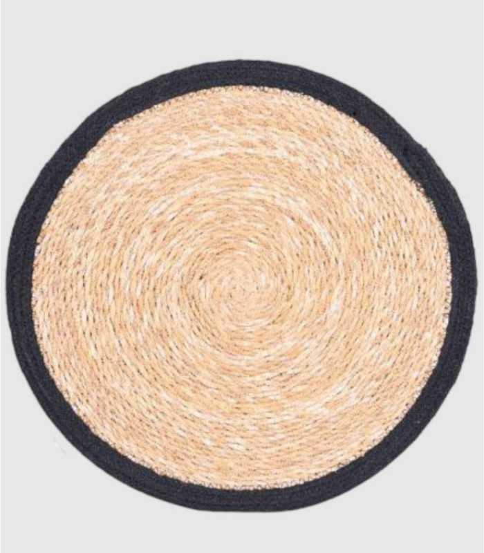 Individual Jute Tablecloth with Black Edge