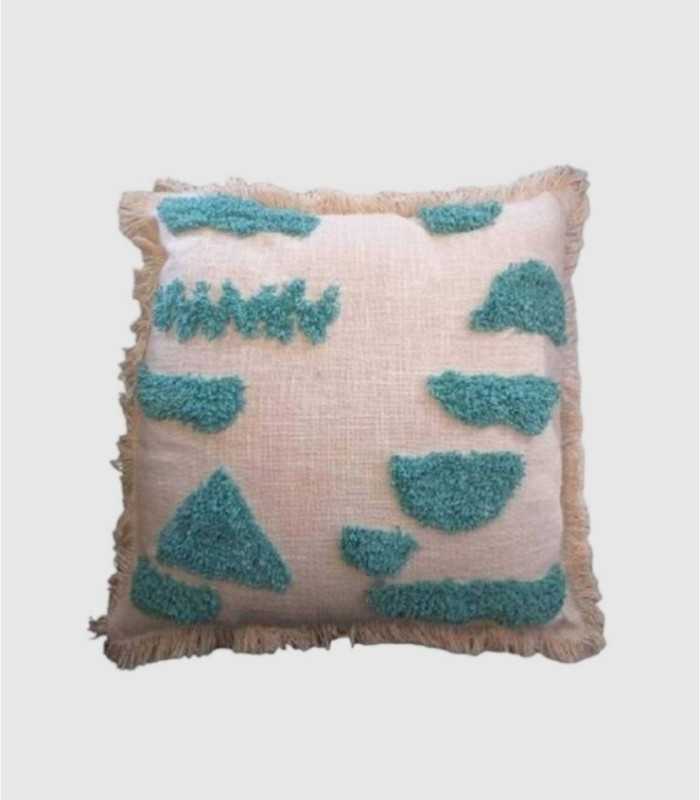 Eli blue fringed cushion