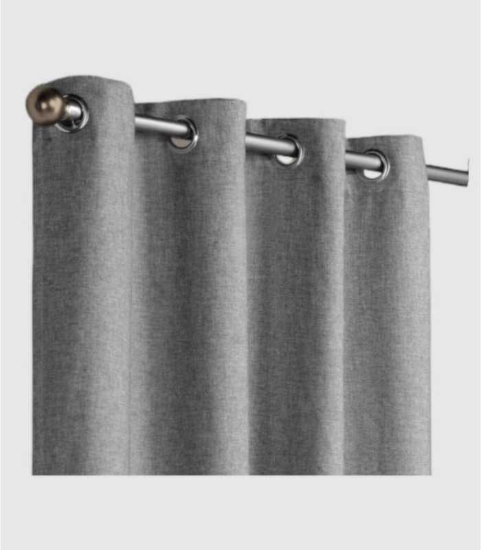 Cortina Rústica con Ollaos Blackout Gris