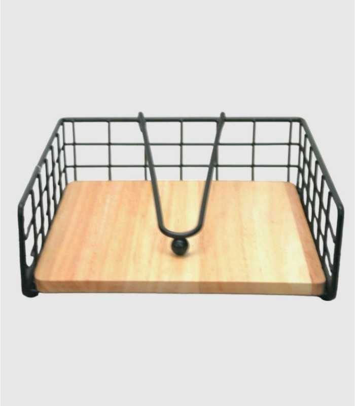 Servethouder van metaal en hout