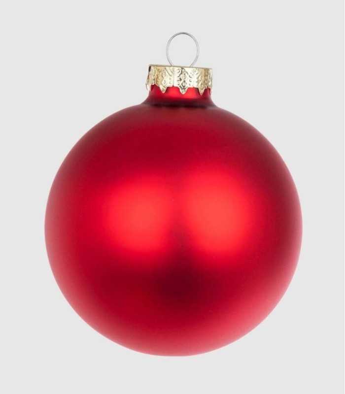 Decoración navidad bola color rojo opaco para colgar 8cm.