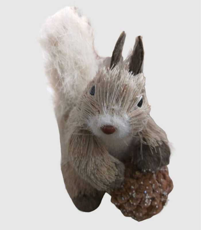 Christmas decoration hanging white squirrel with pineapple 14x14cm.
