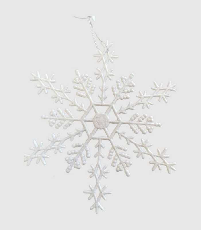 Decoración colgante copo de nieve color blanco para árbol de navidad