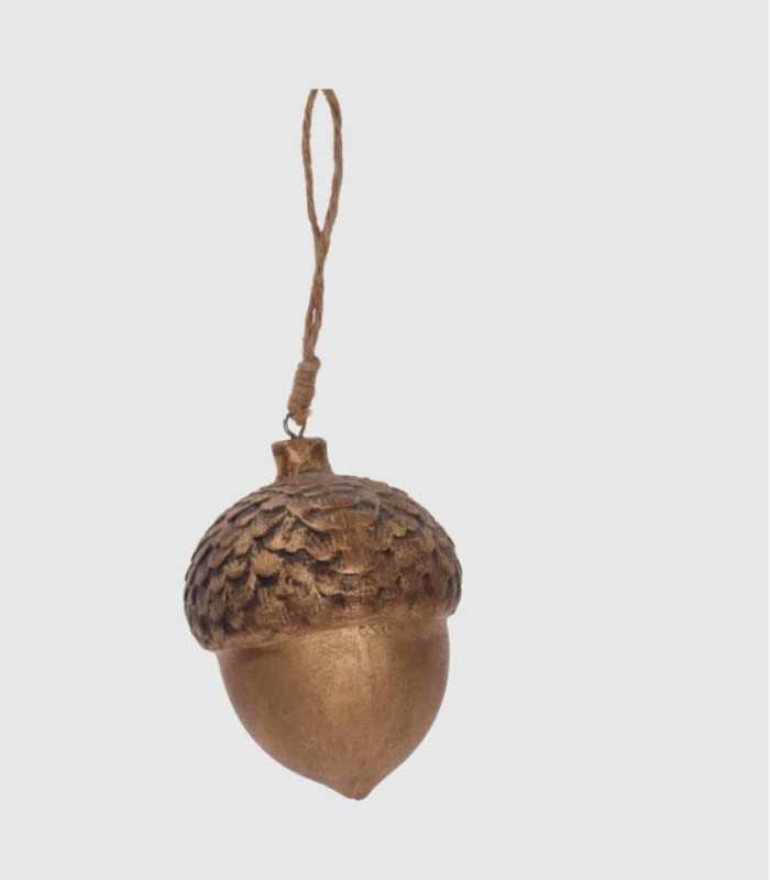 Hanging Christmas decoration in the shape of a walnut.