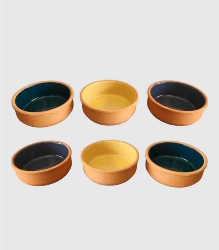 Set van 6 groene en gele ramekins