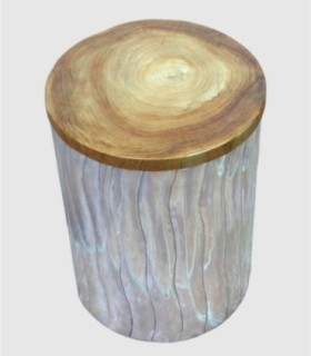 Striped aluminum stool with lid