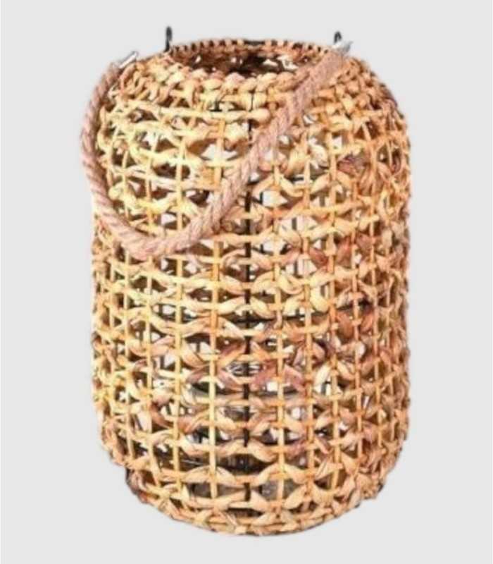 Farol de Mimbre Con Asa de Yute