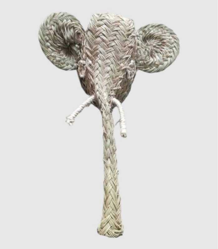 Elephant-shaped head made of esparto grass